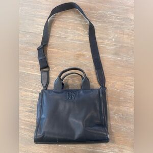 DKNY Black Leather Messenger Bag
